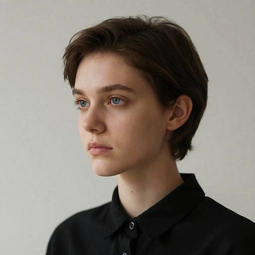 Portrait of a Young Woman in Collar Shirt