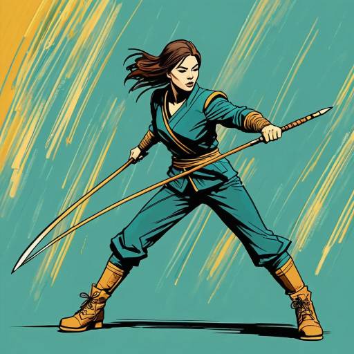 Female Ninja with Spears in Combat Stance