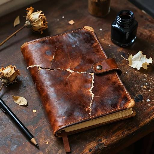 Symbolic Cracked Leather Journal Painting