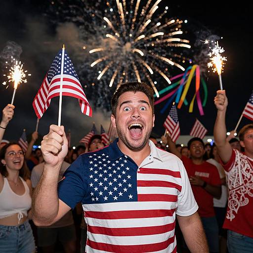 Patriotic Celebration with Fireworks