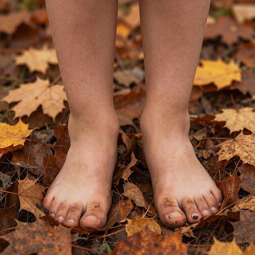 Autumn Leaves Trapping Teen Feet
