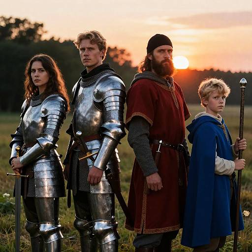 Epic Medieval Warriors at Sunset