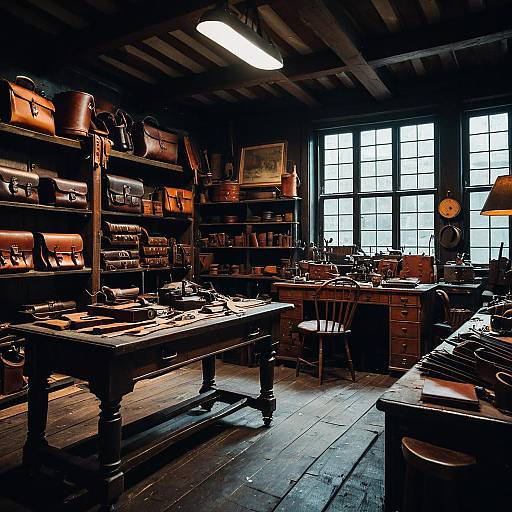 Photorealistic 1935 Vintage Leather Workshop