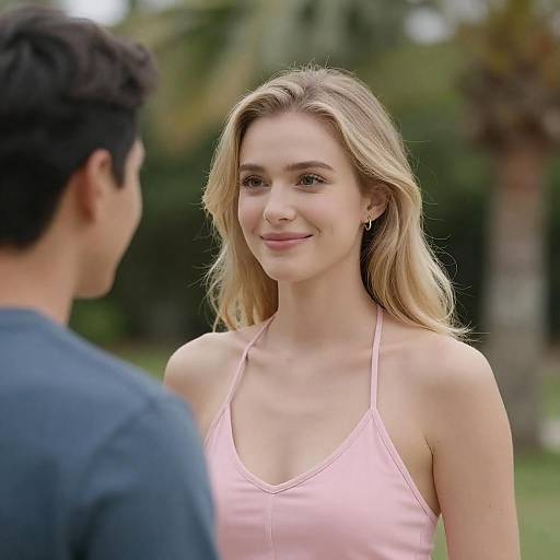 Smiling Blonde Woman and Man Outdoors