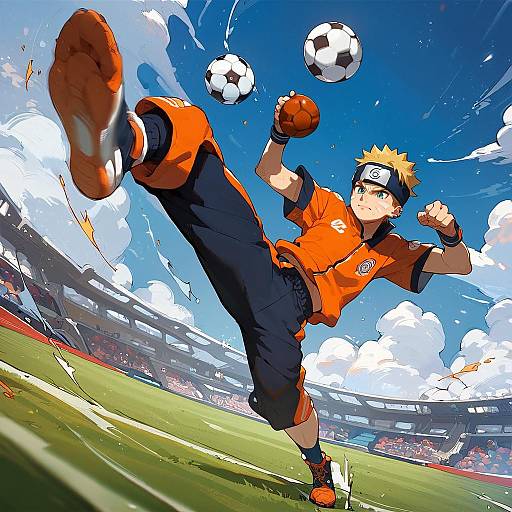 Angry Uzumaki Naruto Kicking Soccer Ball