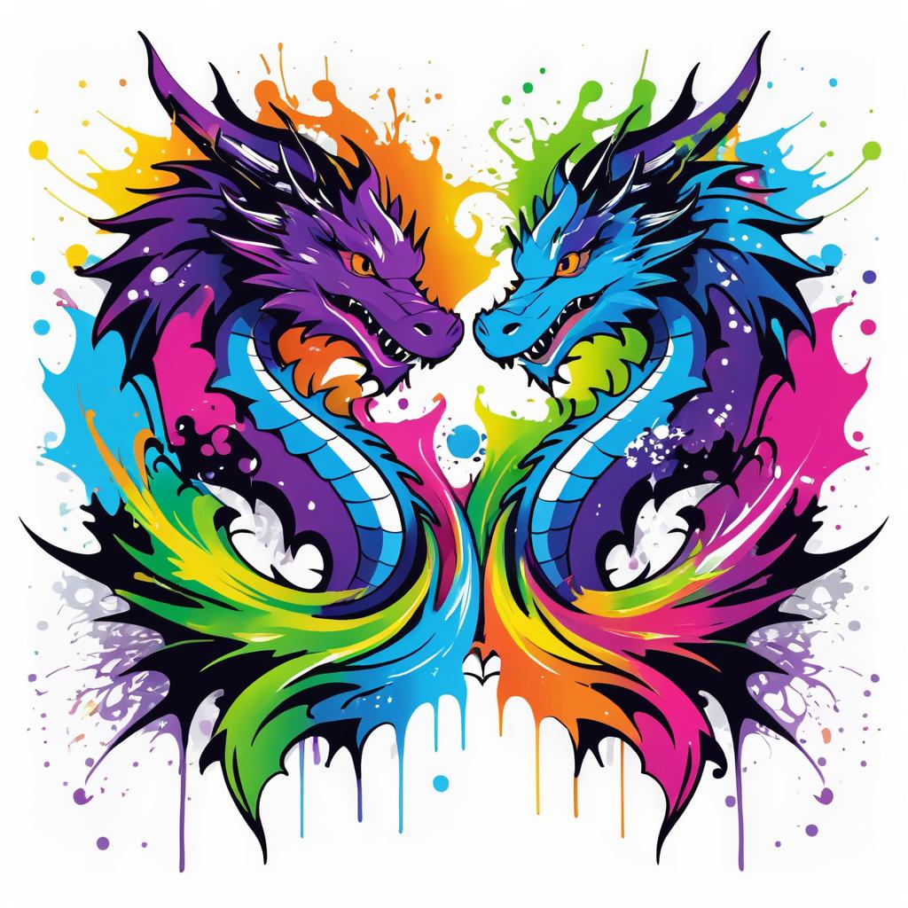 Vibrant Dragon Graffiti T-Shirt Art