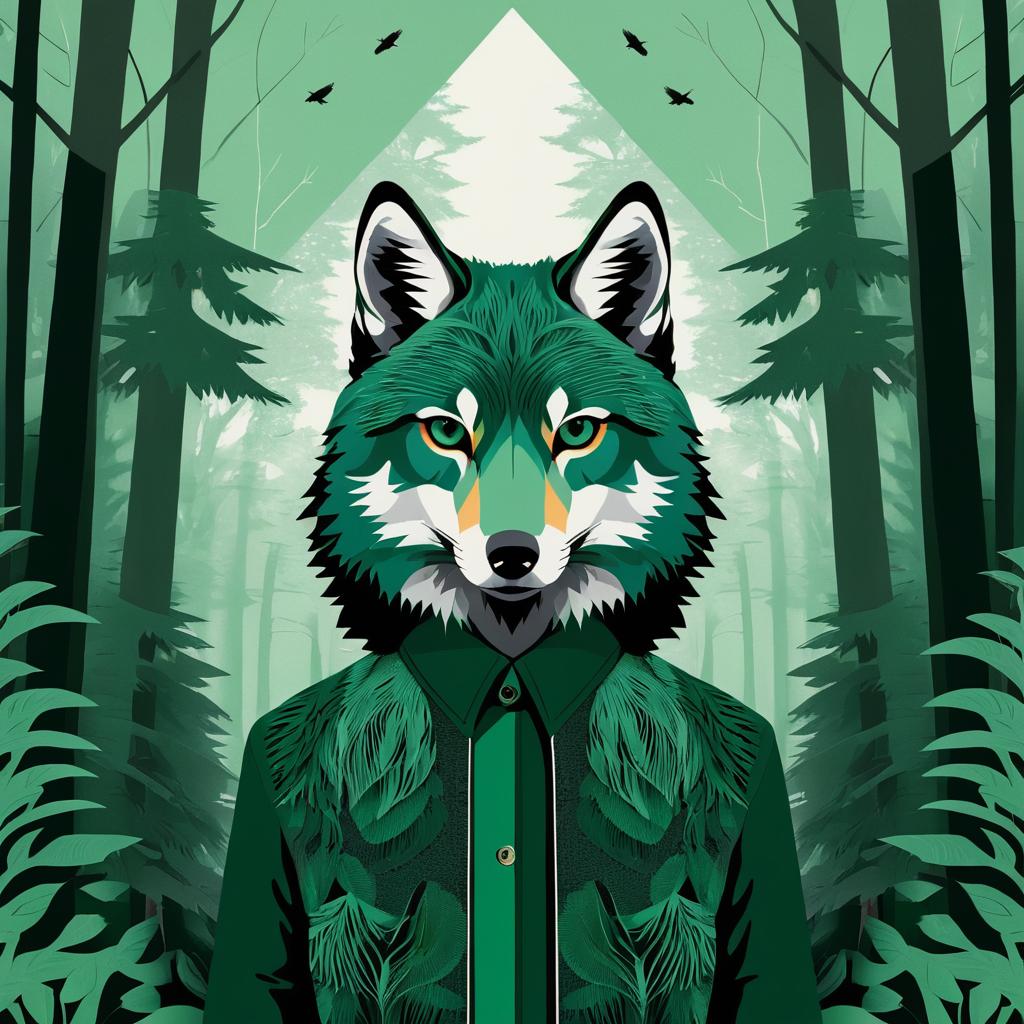 Fierce Wolf and Peacock Neo-Pop Fusion