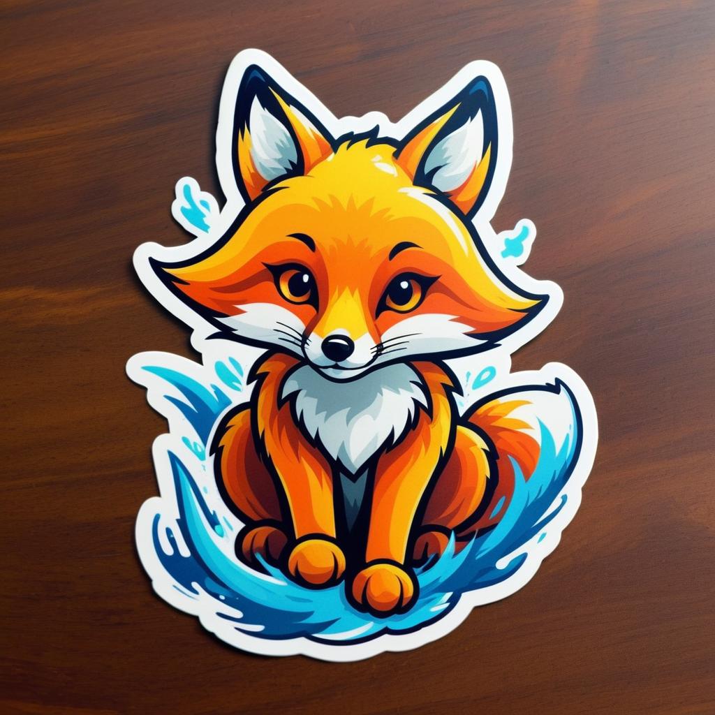 Dynamic Vibrant Fox Sticker Design