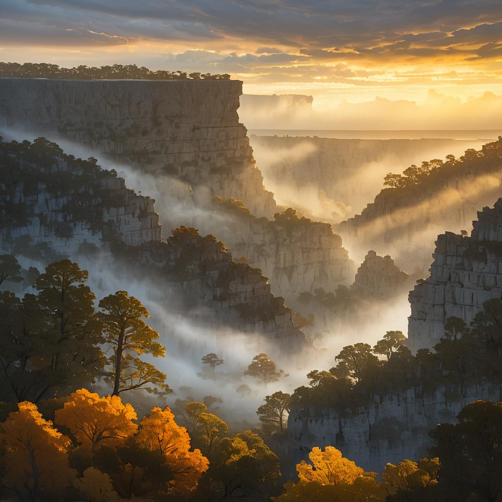 Immersive Limestone Cavern with Colorful Fog