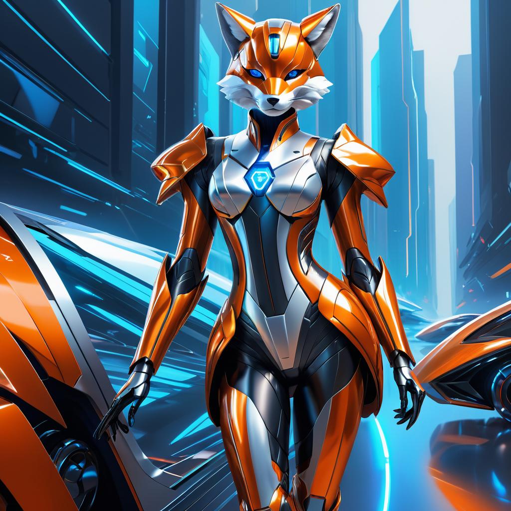 Futuristic Robotic Fox in Detailed Suit