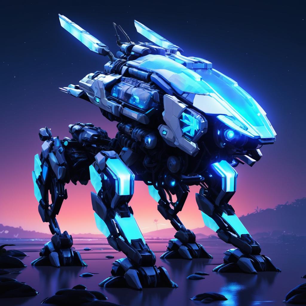 Bioluminescent Mecha Animal Hybrid Art