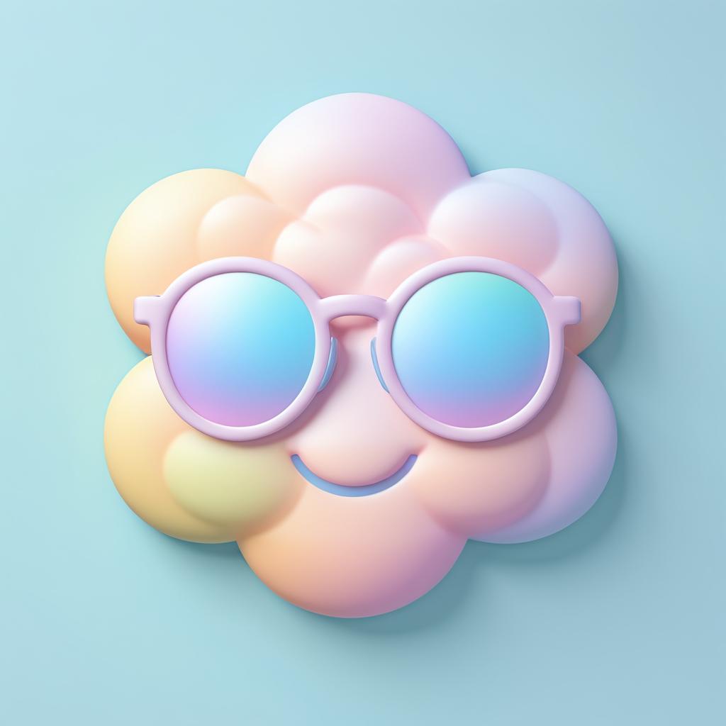 Isometric Cloud Emoji in Pastel Colors