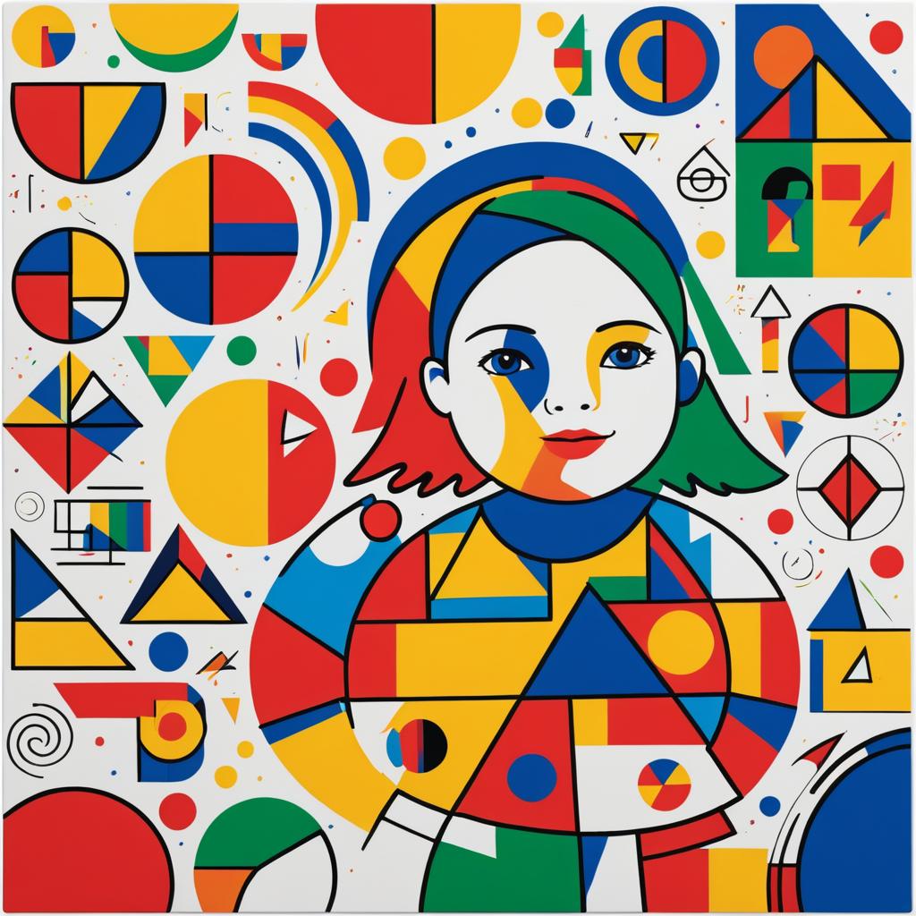 Cubist Child Artwork in Bold Colors