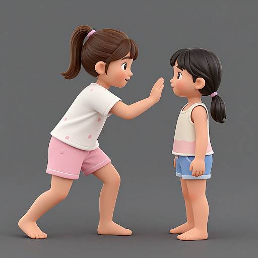3D Cartoon Girls Playing
