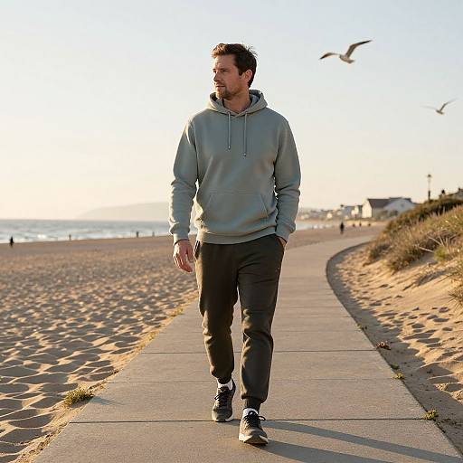 Casual Walk on Tranquil Beach Path