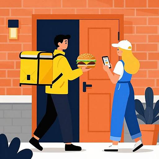 Vibrant Urban Food Delivery Scene