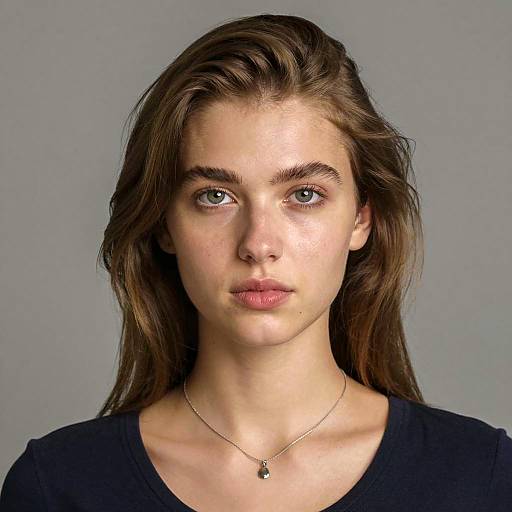 Young Woman with Light Brown Hair and Silver Necklace