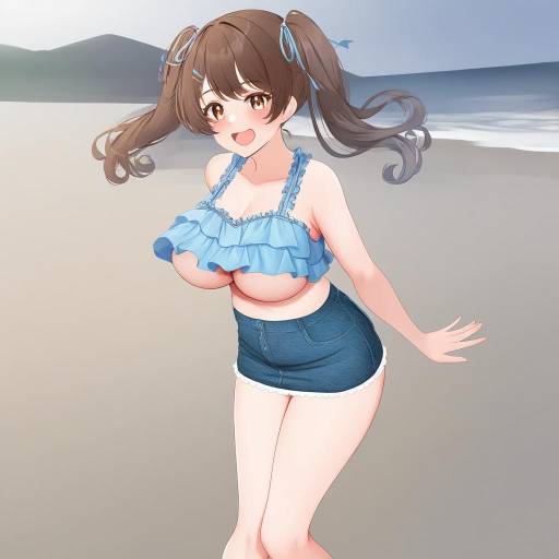 Anime Girl with Twintails at the Beach