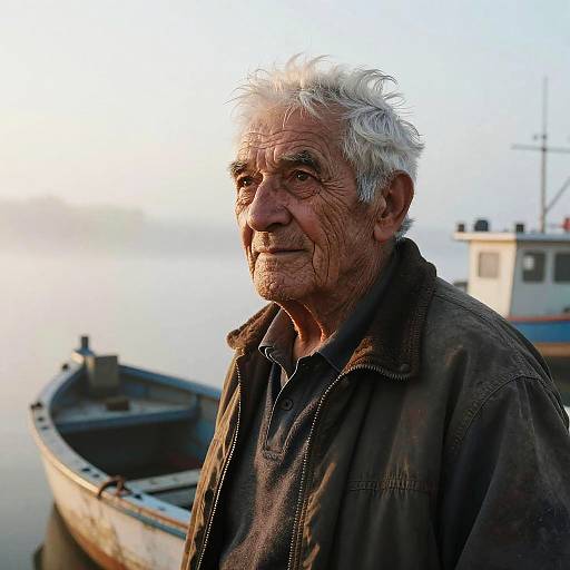 Evocative Portrait of Elderly Fisherman