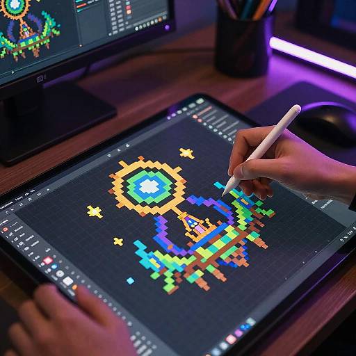 Digital Artist Creating Fantasy Pixel Sprites