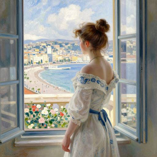 Woman by Window Overlooking Nice