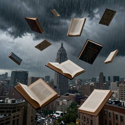 Floating Books City in Storms