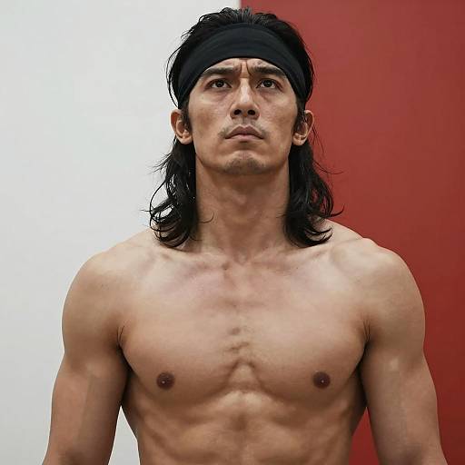 Determined Muscular Man in Bold Colors