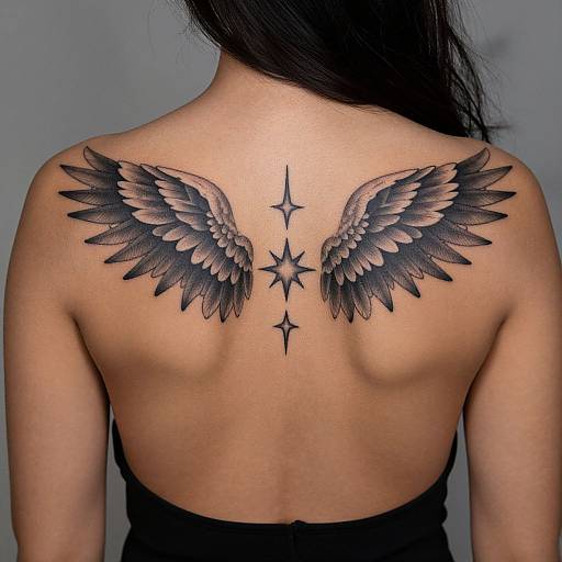 Woman's Back with Detailed Wing Tattoo