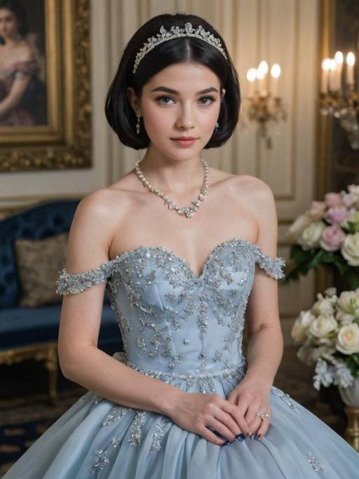 Elegant Girl in Blue Cocktail Dress