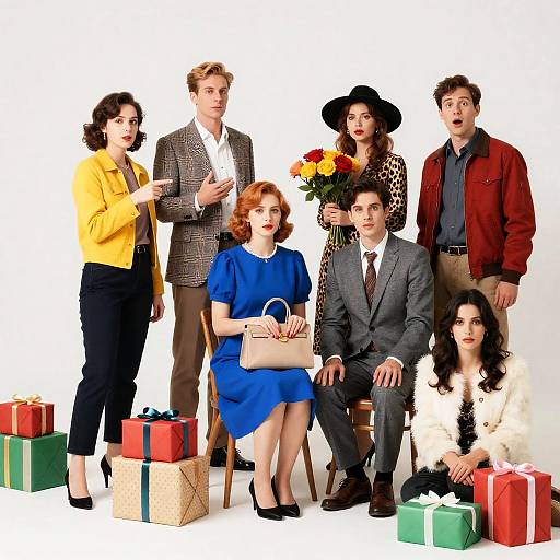 Vintage Photograph of Seven Unique Characters