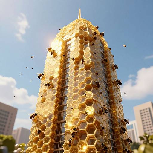 Radiant Honeycomb Skyscraper with Bees