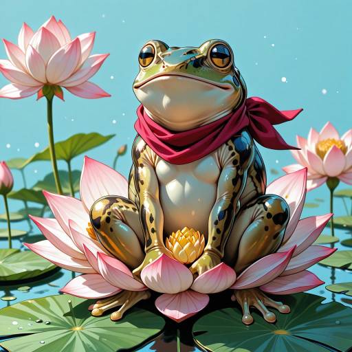 Elegant Frog on Lily Pad Artwork Elegant Frog on Lily Pad Artwork