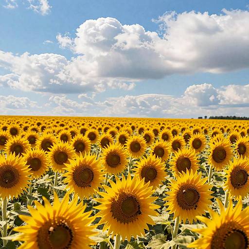 Vast Sunflower Field Under Sunlit Sky