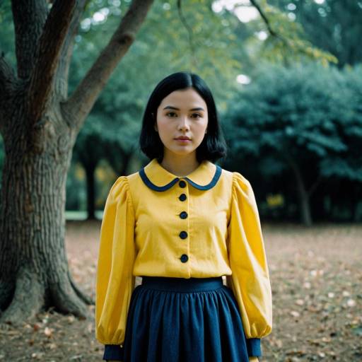 Young Woman in Yellow Shirt Outdoors