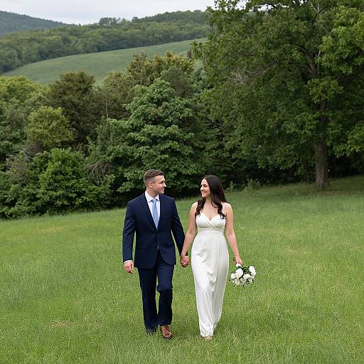 Elegant Couple in Lush Green Field