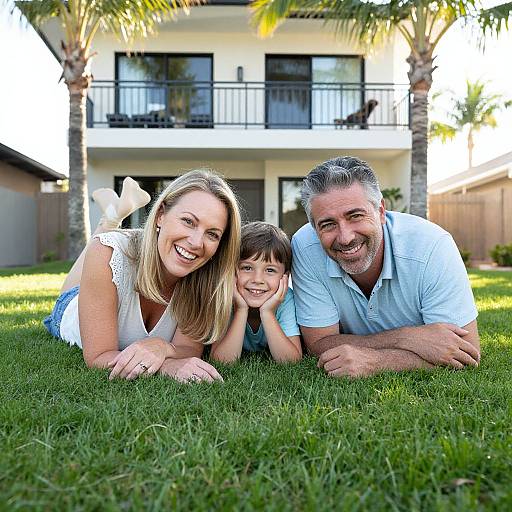 Happy Family Relaxing Outdoors