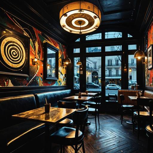 Cozy Abstract Expressionism Cafe Interior in Paris