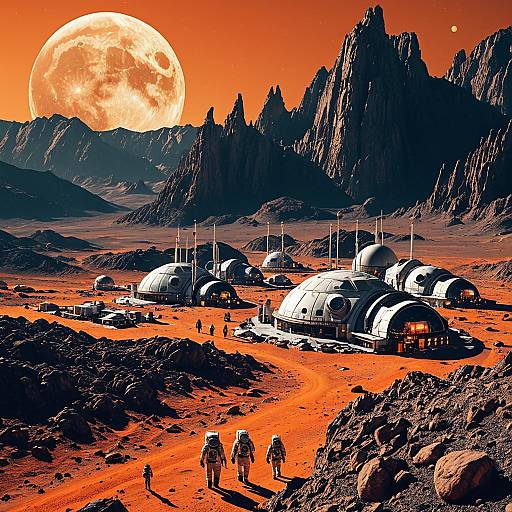 Futuristic Space Colony on a Rocky Alien Planet