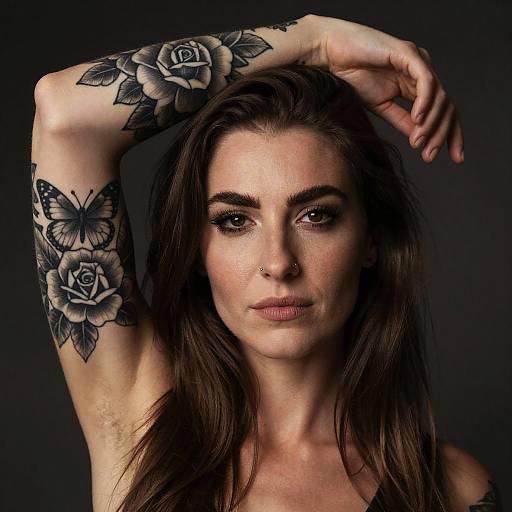 Portrait of Tattooed Woman with Smirk