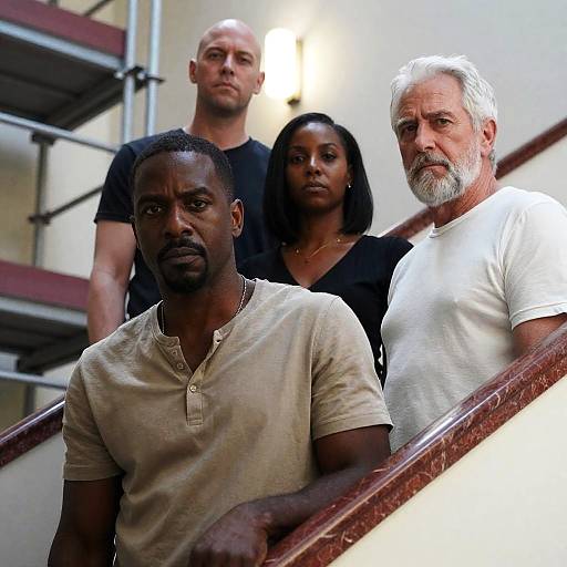 Dramatic Portrait on a Marble Staircase