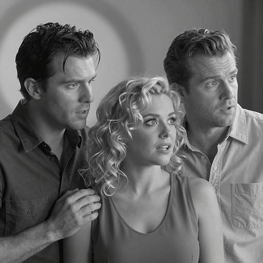 Emotional Black-and-White Trio Portrait