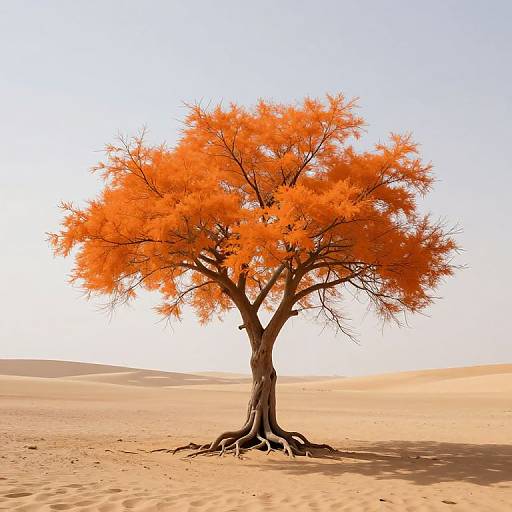 Vibrant Orange Tree in Desert