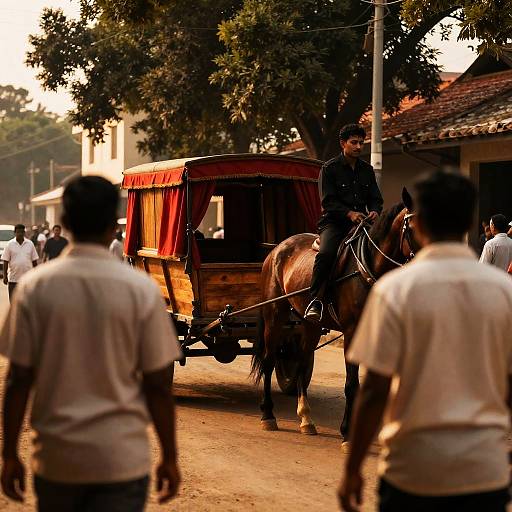 Warm Street Scene with Horse and Cart