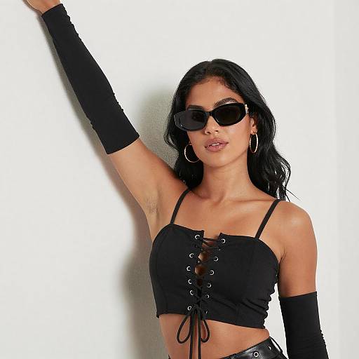 Confident Woman in Edgy Black Outfit