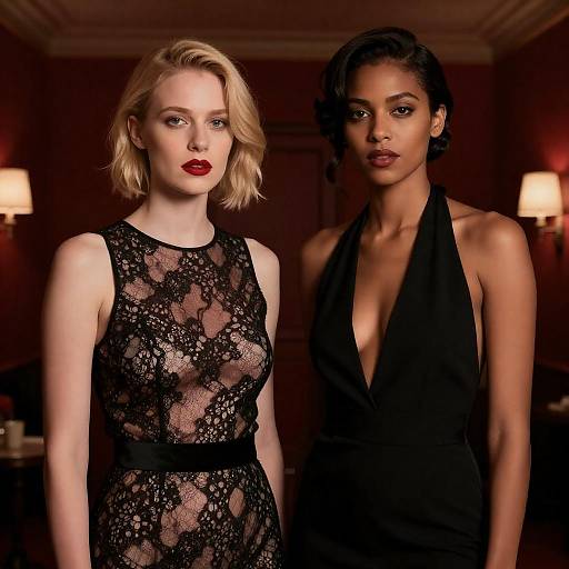 Two Women in Elegant Black Dresses