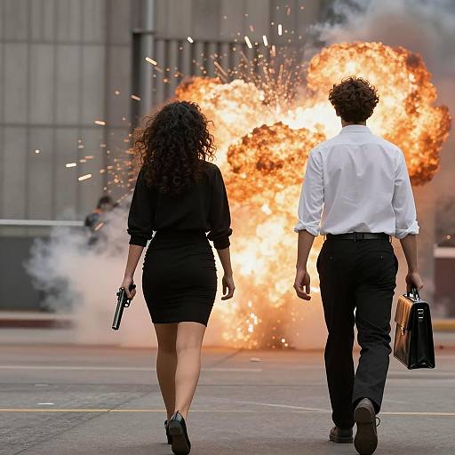 Dramatic Scene of Danger and Action