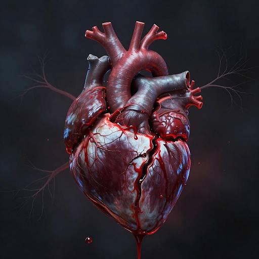 Surreal Bleeding Human Heart Art