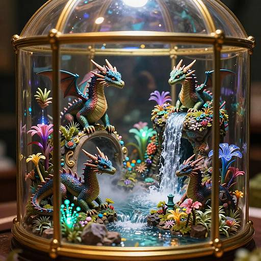 Miniature Dragons in Fantasy Terrarium