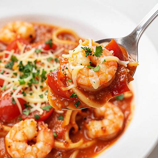 Creamy Tomato Shrimp Pasta Close-Up