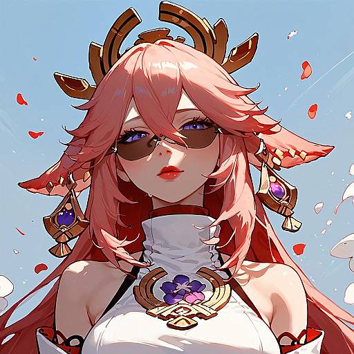 Yae Miko Anime Character with Scouter Glasses